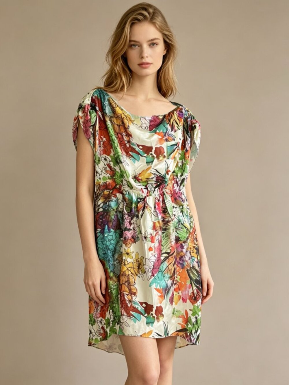 NWOT Diesel Women Floral Midi Dress Oversized Size XXS Pocket